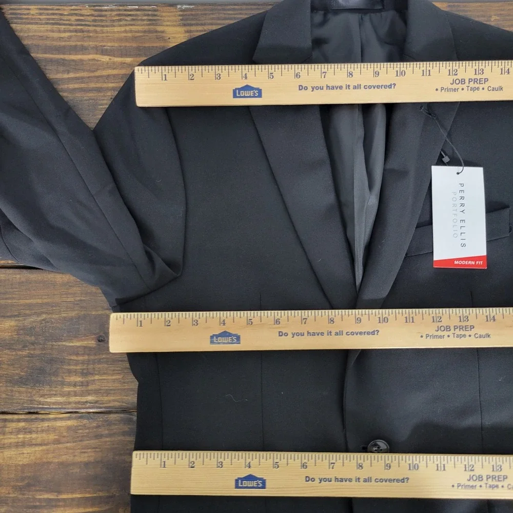 Perry‎ Ellis Portfolio Men's Sport Coat Blazer Two Button Black Stretch 36R NEW